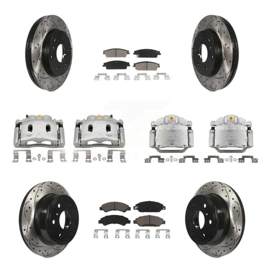 Front Rear Brake Caliper Drill Slot Rotor Ceramic Pad Kit (10Pc) For Chevrolet Avalanche KCD-100426C