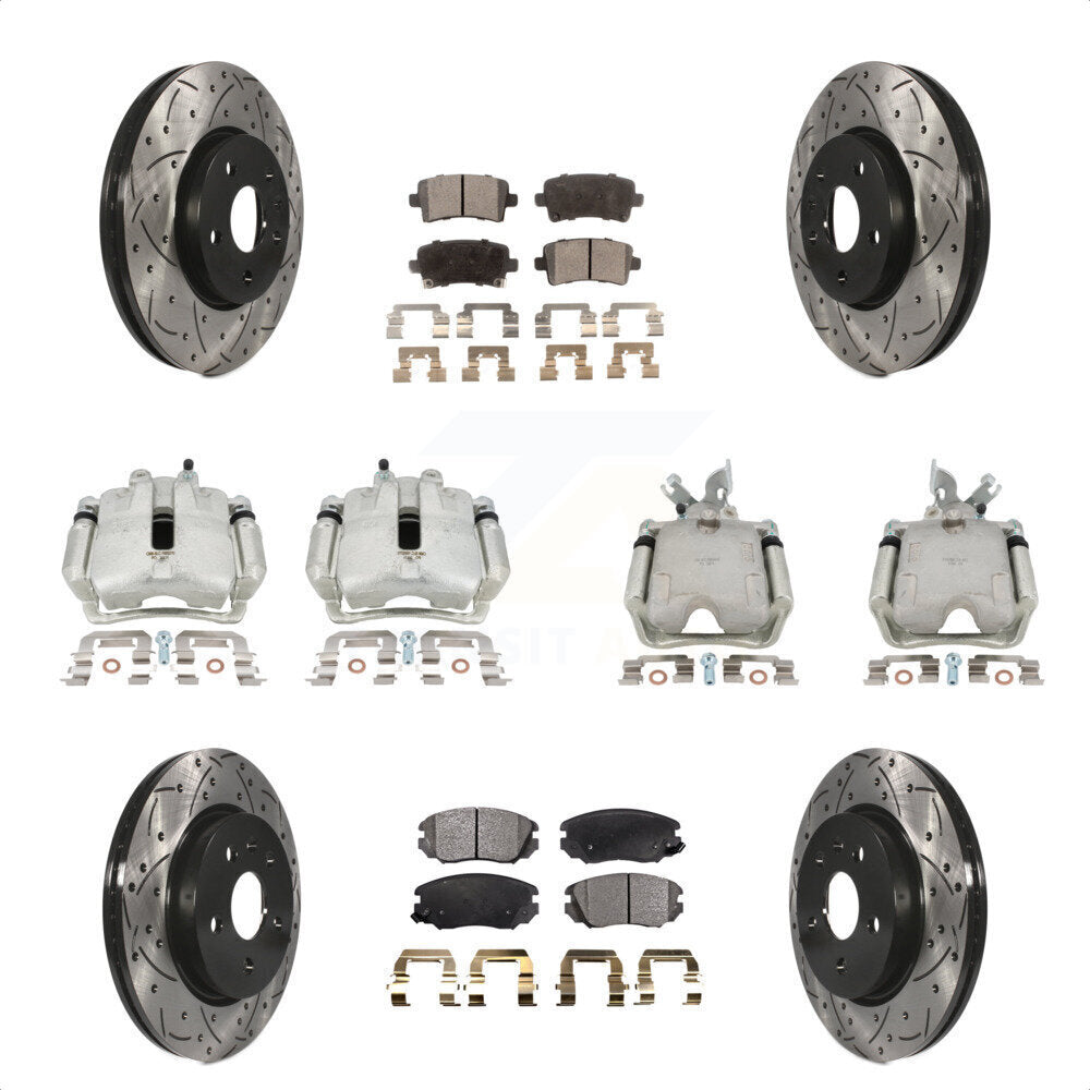 Front Rear Disc Brake Coated Caliper Drilled Slotted Rotors And Ceramic Pads Kit (10Pc) For Chevrolet Impala Malibu KCD-100432T by Transit Auto