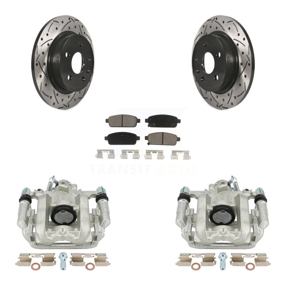 Rear Disc Brake Coated Caliper Drilled Slotted Rotors And Ceramic Pads Kit For Chevrolet Cruze Limited KCD-100444C by Transit Auto