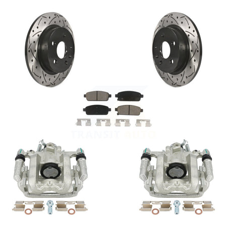 Rear Disc Brake Coated Caliper Drilled Slotted Rotors And Ceramic Pads Kit For Chevrolet Cruze Limited KCD-100444C by Transit Auto