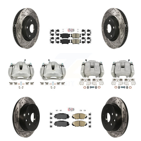 Front Rear Brake Coated Caliper Drill Slot Rotors Ceramic Pad Kit (10Pc) For Toyota RAV4 KCD-100447N