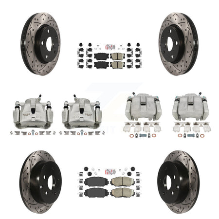 Front Rear Brake Coated Caliper Drill Slot Rotors Ceramic Pad Kit (10Pc) For Toyota RAV4 KCD-100448N