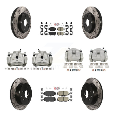 Front Rear Brake Coated Caliper Drill Slot Rotors Ceramic Pad Kit (10Pc) For Toyota RAV4 KCD-100450N