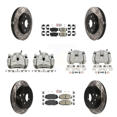 Front Rear Brake Coated Caliper Drill Slot Rotors Ceramic Pad Kit (10Pc) For Toyota RAV4 KCD-100451N