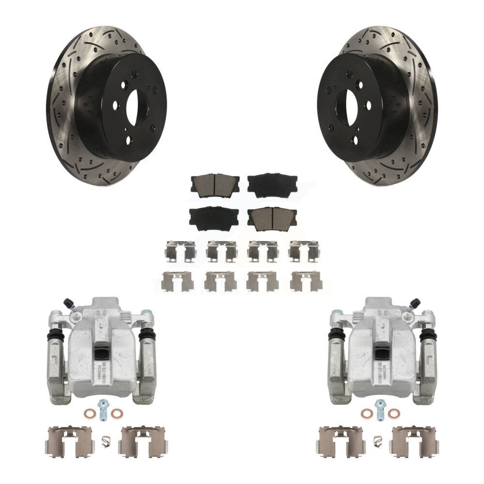 Rear Brake Caliper Drill Slot Rotors Ceramic Pad Kit For Toyota Camry Lexus ES350 Avalon KCD-100453C