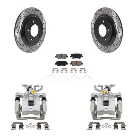 Rear Brake Coated Caliper Drill Slotted Rotor Ceramic Pad Kit For Hyundai Ioniq Kia Niro KCD-100456C