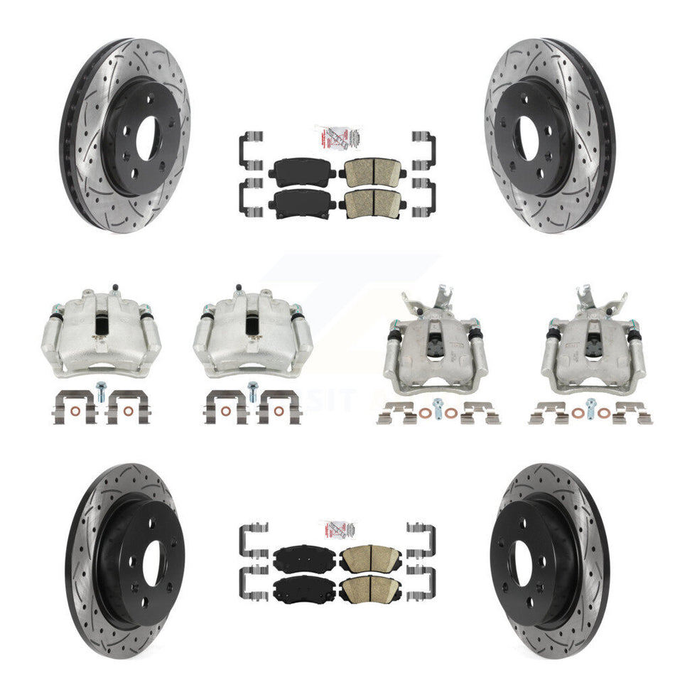 Front Rear Brake Caliper Drill Slotted Rotor Ceramic Pad Kit (10Pc) For Chevrolet Malibu KCD-100456N