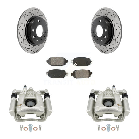 Rear Disc Brake Coated Caliper Drill Slot Rotors Semi-Metallic Pad Kit For Mazda 3 Sport KCD-100456S