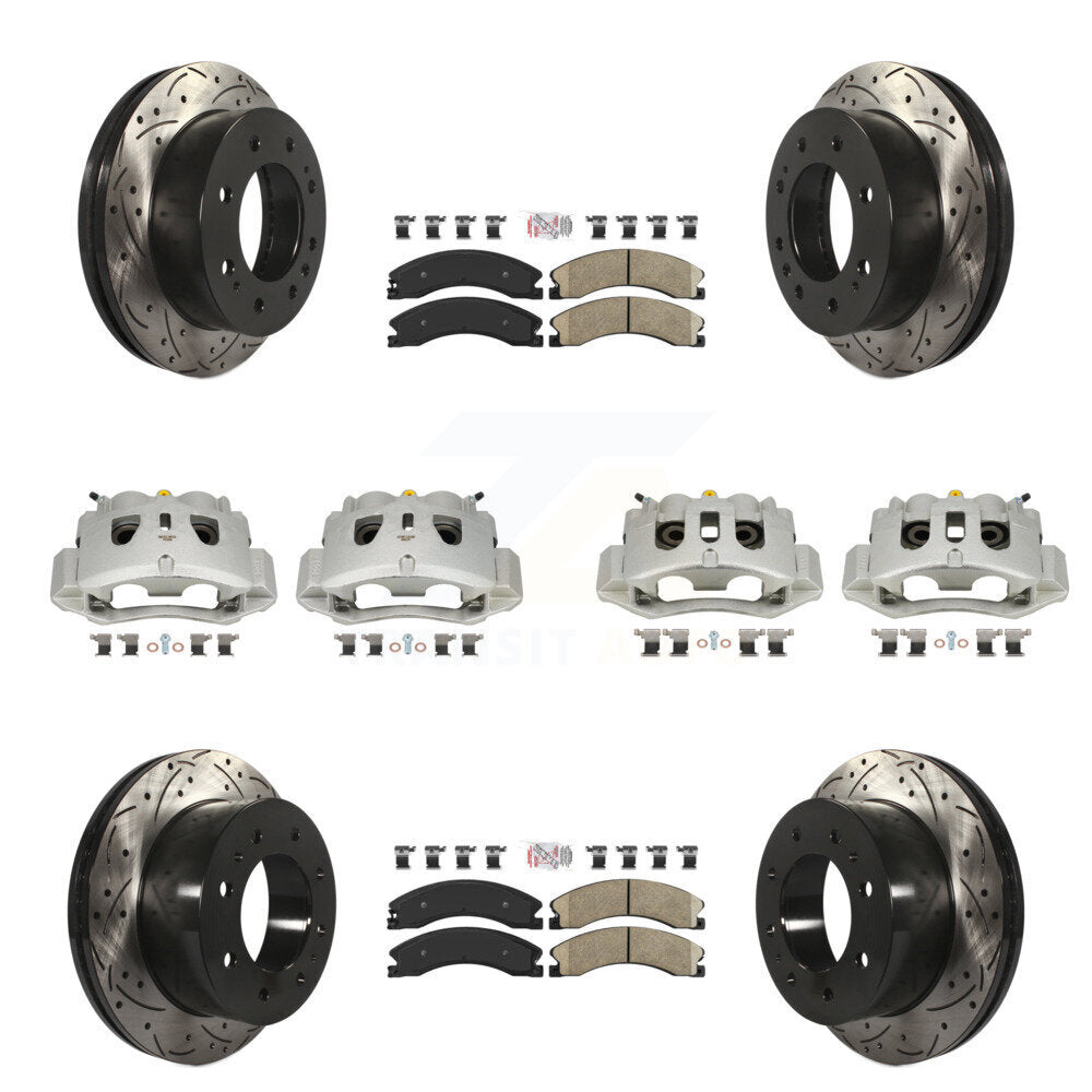 Front Rear Brake Caliper Drill Slot Rotors Ceramic Pad Kit (10Pc) For GMC Chevrolet 2500 KCD-100460N
