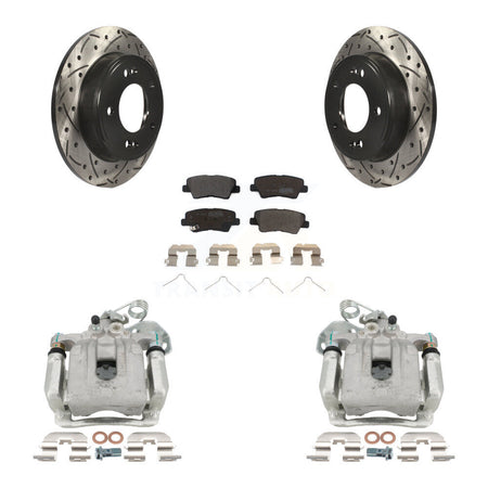 Rear Brake Caliper Drill Slot Rotor Semi-Metallic Pad Kit For 17-20 Hyundai Elantra 2.0L KCD-100461P