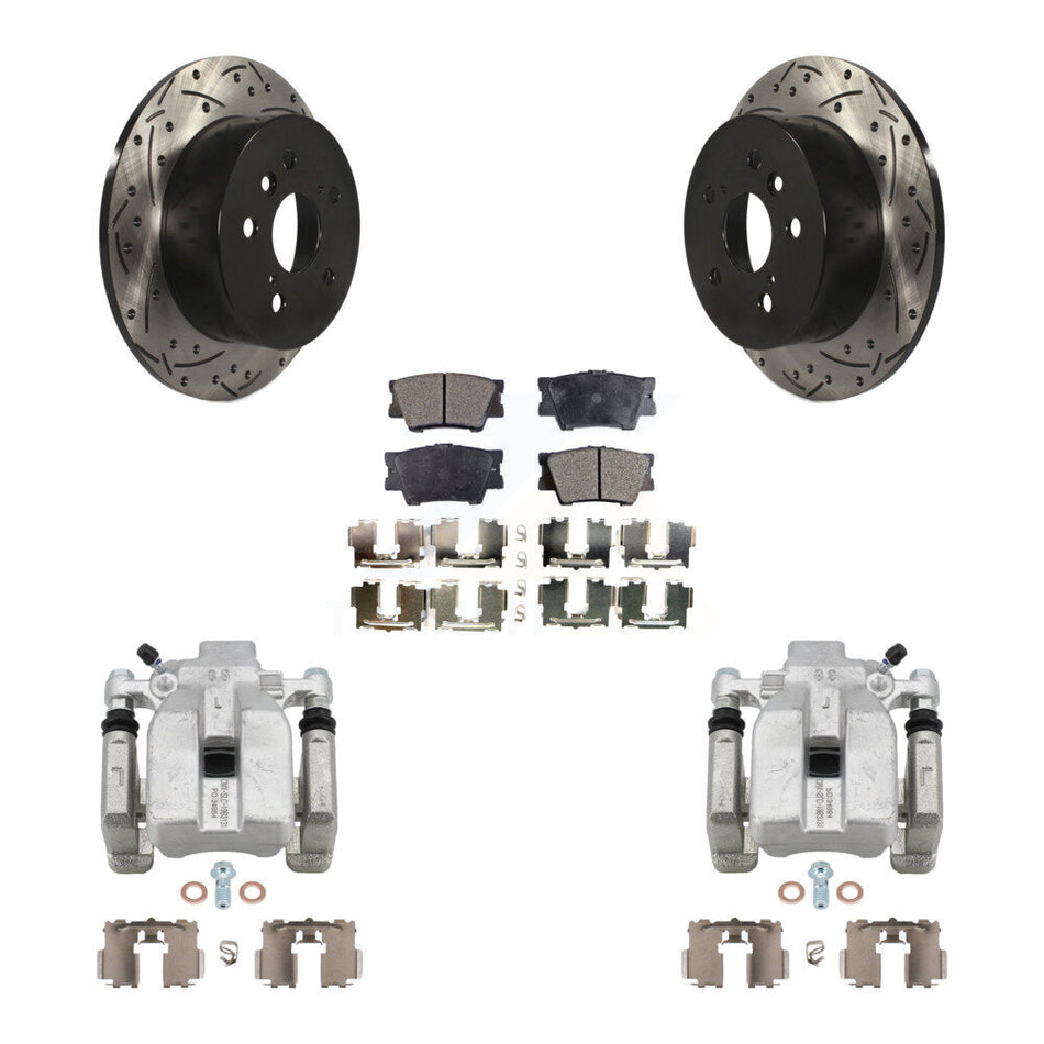 Rear Brake Caliper Drill Slot Rotors Ceramic Pad Kit For Toyota Camry Lexus ES350 Avalon KCD-100463T