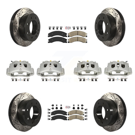 Front Rear Brake Caliper Drill Slot Rotors Ceramic Pad Kit (10Pc) For GMC Chevrolet 2500 KCD-100466N