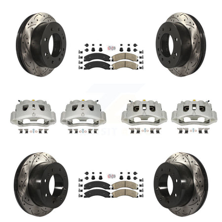 Front Rear Brake Caliper Drill Slot Rotors Ceramic Pad Kit (10Pc) For GMC Chevrolet 2500 KCD-100468N