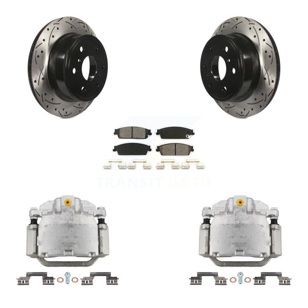 Rear Brake Caliper Drill Slot Rotors Semi-Metallic Pad Kit For Chevrolet GMC Sierra 1500 KCD-100471S