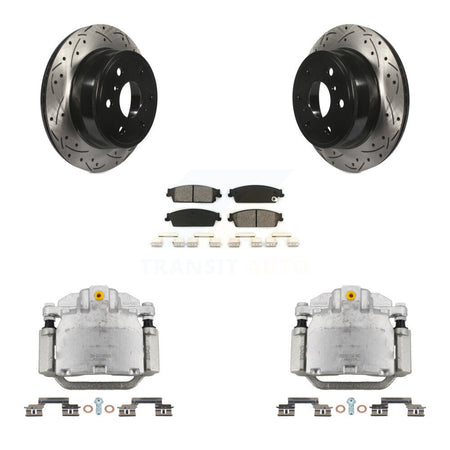 Rear Brake Caliper Drill Slot Rotors Semi-Metallic Pad Kit For Chevrolet GMC Sierra 1500 KCD-100471S