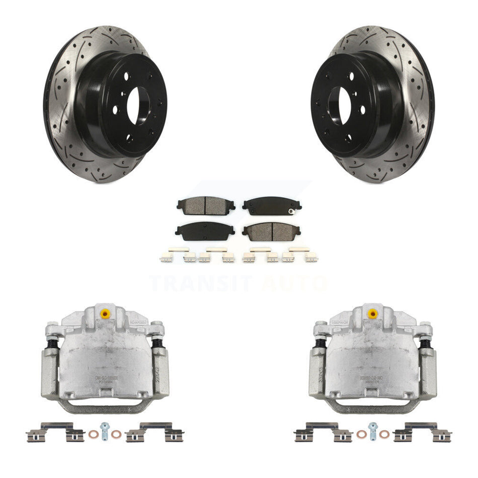 Rear Brake Caliper Drill Slot Rotors Semi-Metallic Pad Kit For Chevrolet GMC Sierra 1500 KCD-100471S