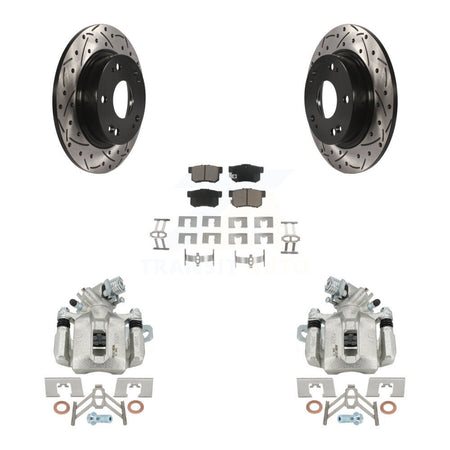 Rear Brake Coated Caliper Drill Slot Rotor Ceramic Pad Kit For Honda Civic Acura CSX ILX KCD-100474C