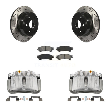 Rear Brake Caliper Drill Slotted Rotor Semi-Metallic Pad Kit For GMC Sierra 1500 Classic KCD-100474S