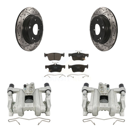 Rear Disc Brake Coated Caliper Drilled Slotted Rotor And Ceramic Pad Kit For Honda Civic KCD-100477T