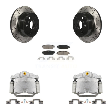 Rear Brake Caliper Drill Slot Rotors Ceramic Pad Kit For Chevrolet GMC Sierra 1500 Tahoe KCD-100478C
