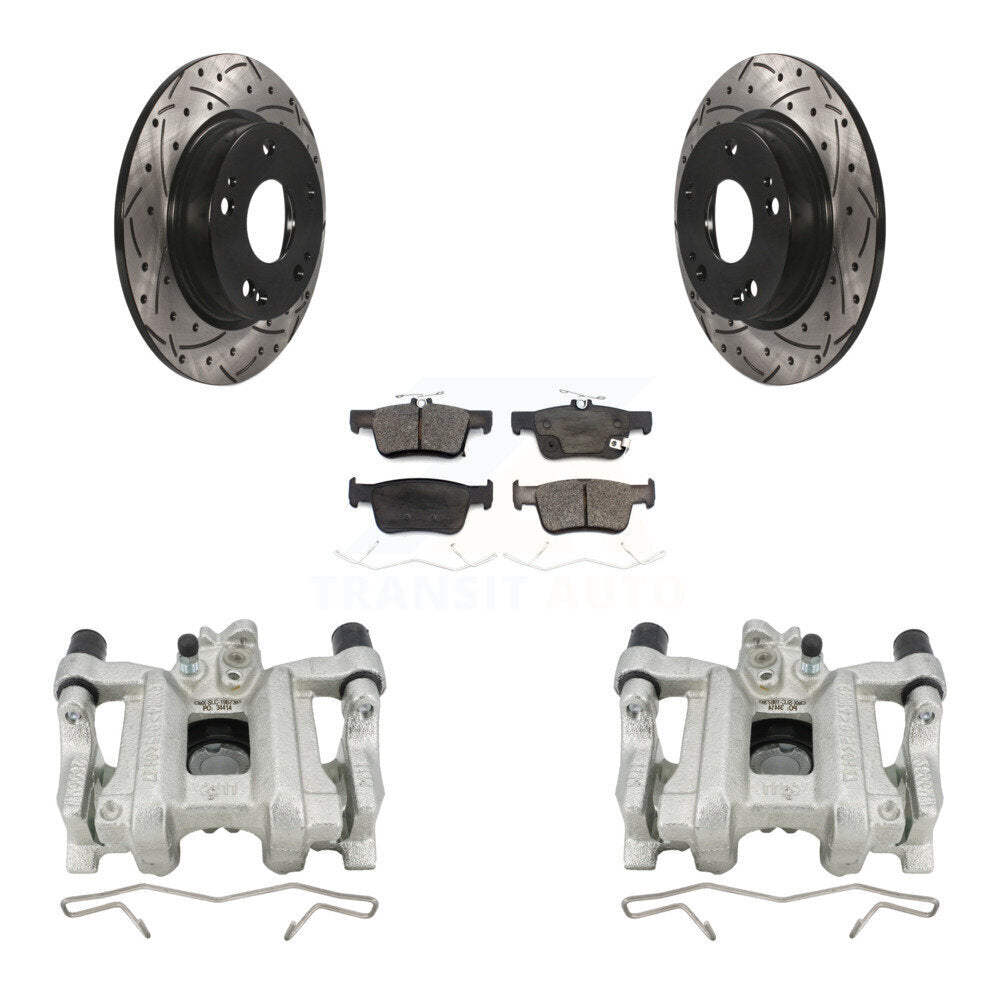 Rear Disc Brake Coated Caliper Drill Slot Rotors Ceramic Pad Kit For Honda Civic Insight KCD-100478T