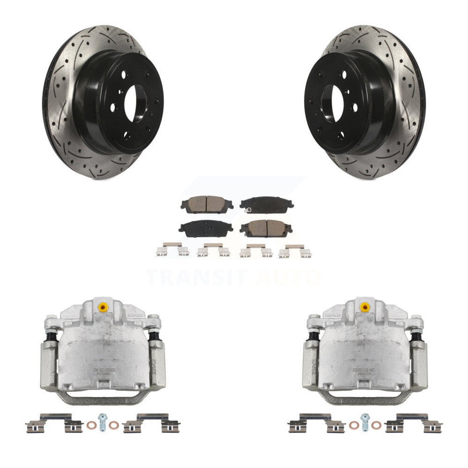 Rear Brake Caliper Drill Slot Rotors Ceramic Pad Kit For GMC Chevrolet Sierra 1500 Tahoe KCD-100479C