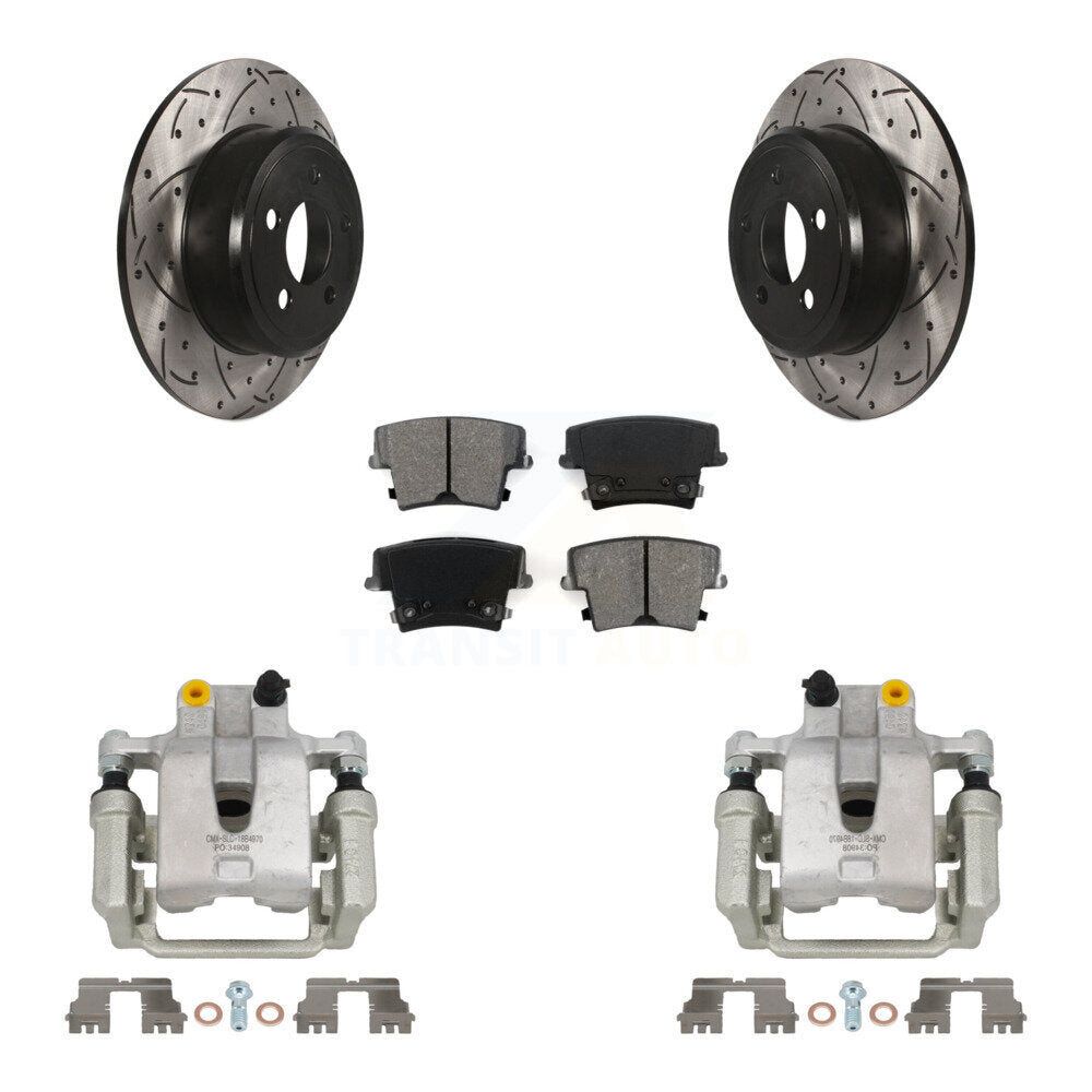 Rear Brake Caliper Drill Slot Rotor Semi-Metallic Pad Kit For Dodge Chrysler 300 Charger KCD-100479S