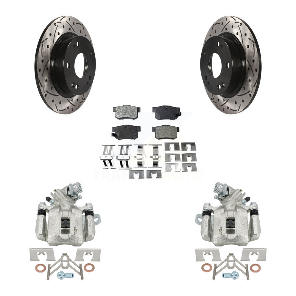 Rear Brake Caliper Drill Slot Rotors Semi-Metallic Pad Kit For Honda Civic Acura CSX ILX KCD-100481P
