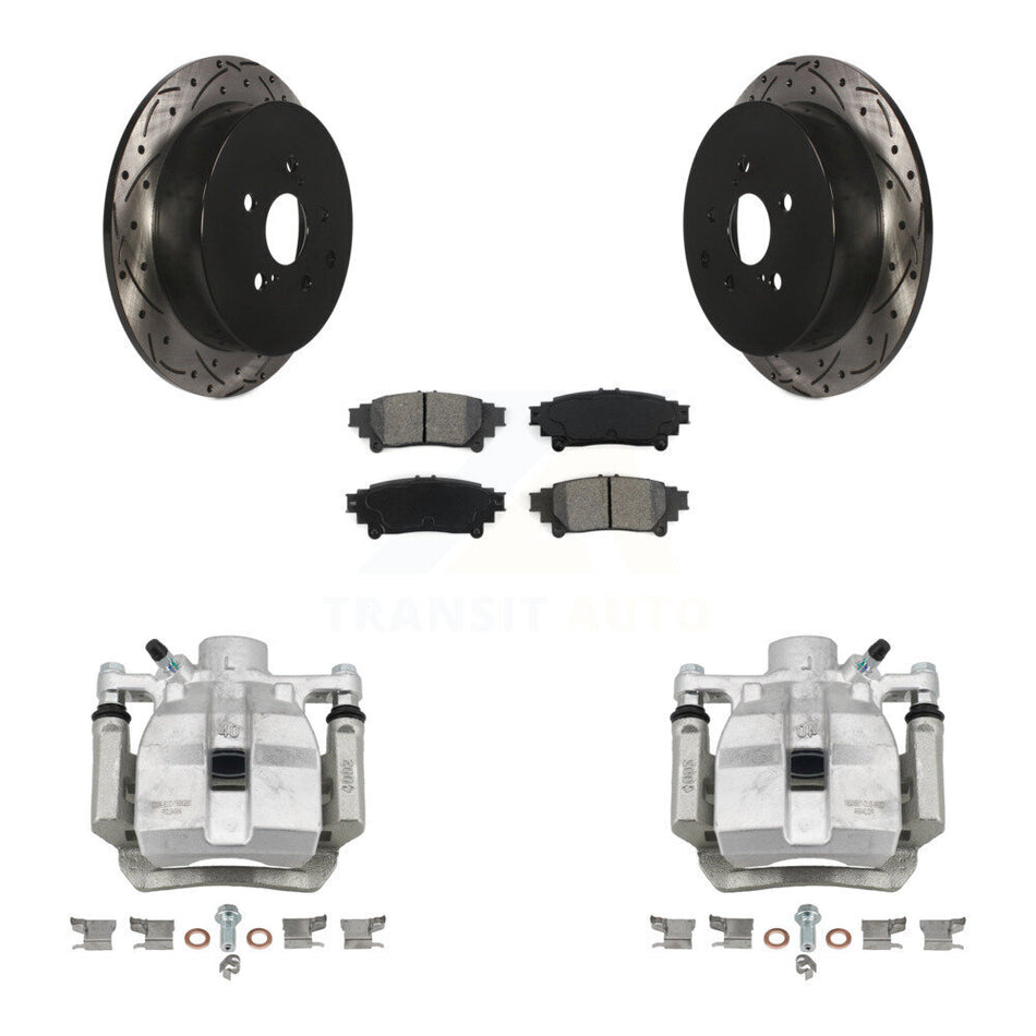 Rear Brake Caliper Drill Slot Rotors Semi-Metallic Pad Kit For Toyota Sienna Lexus RX350 KCD-100483S