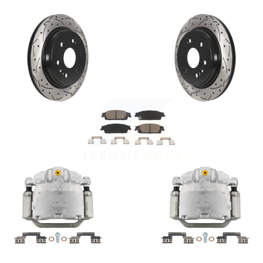 Rear Brake Caliper Drill Slot Rotors Ceramic Pad Kit For Chevrolet Silverado 1500 LD GMC KCD-100484C