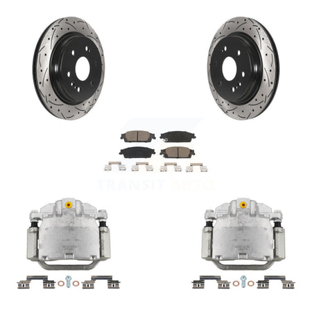 Rear Brake Caliper Drill Slot Rotors Ceramic Pad Kit For Chevrolet Silverado 1500 LD GMC KCD-100484C