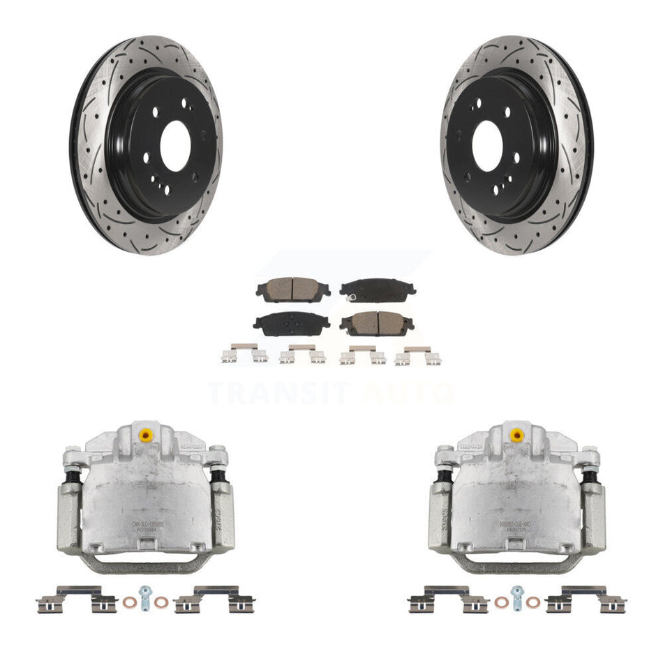 Rear Brake Caliper Drill Slot Rotors Ceramic Pad Kit For Chevrolet Silverado 1500 LD GMC KCD-100484C