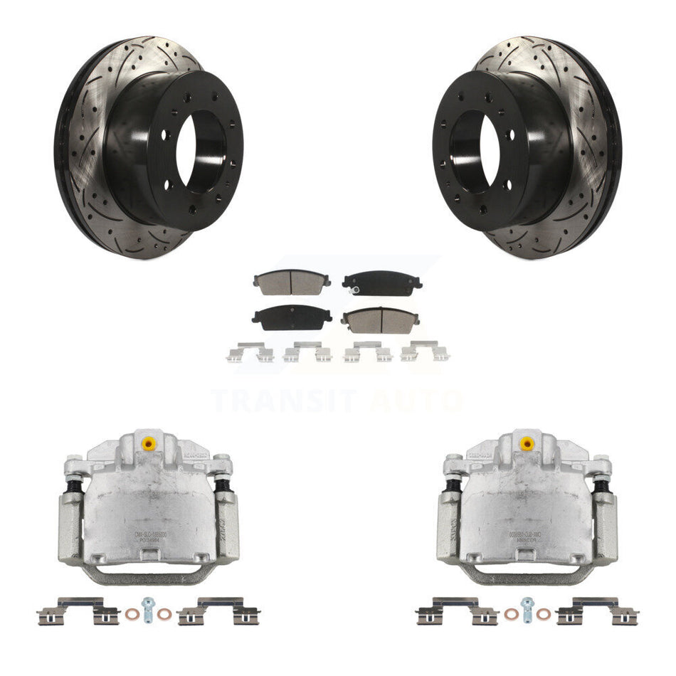 Rear Brake Caliper Drill Slot Rotors Ceramic Pad Kit For Chevrolet Silverado 1500 Hybrid KCD-100485C