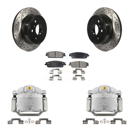 Rear Brake Caliper Drill Slot Rotors Semi-Metallic Pad Kit For Chevrolet GMC Sierra 1500 KCD-100485P