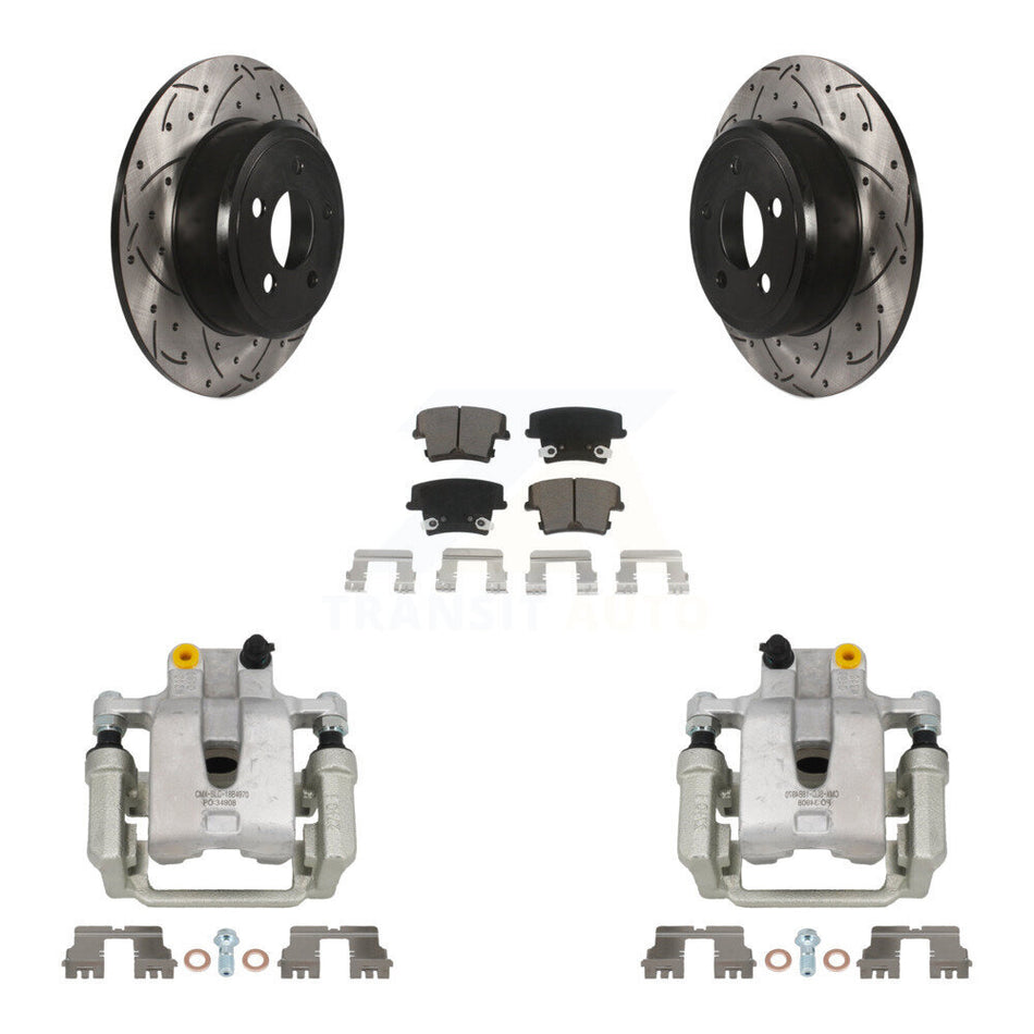 Rear Brake Coat Caliper Drill Slot Rotors Ceramic Pad Kit For Dodge Chrysler 300 Charger KCD-100486C