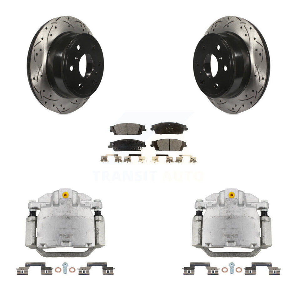 Rear Brake Caliper Drill Slot Rotors Semi-Metallic Pad Kit For GMC Chevrolet Sierra 1500 KCD-100486P