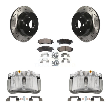 Rear Brake Caliper Drill Slotted Rotor Semi-Metallic Pad Kit For GMC Sierra 1500 Classic KCD-100488P