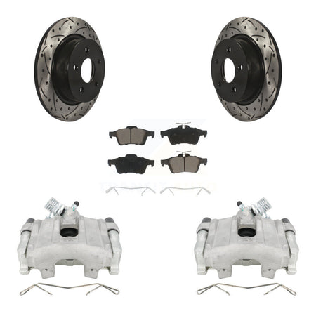 Rear Disc Brake Coated Caliper Drill Slotted Rotor Ceramic Pad Kit For Ford Escape C-Max KCD-100489C
