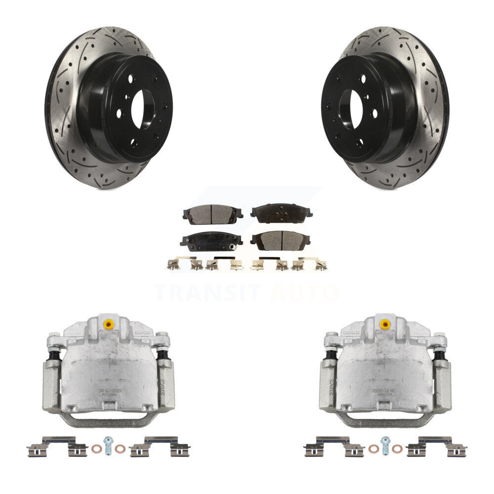 Rear Brake Caliper Drill Slot Rotors Ceramic Pad Kit For GMC Chevrolet Sierra 1500 Tahoe KCD-100490T