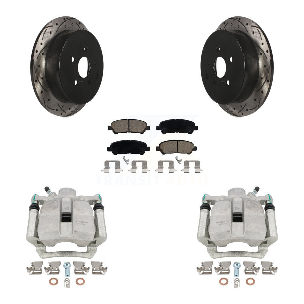 Rear Disc Brake Coated Caliper Drill Slotted Rotor Ceramic Pad Kit For Toyota Highlander KCD-100492C