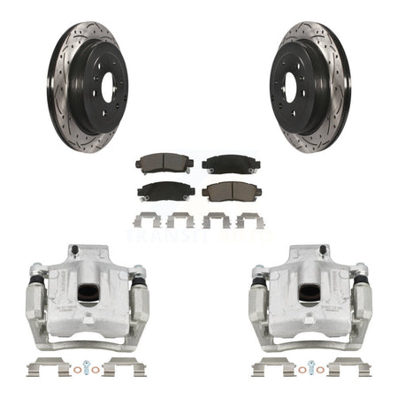 Rear Brake Caliper Drill Slot Rotors Ceramic Pad Kit For GMC Acadia Buick Enclave Saturn KCD-100493C