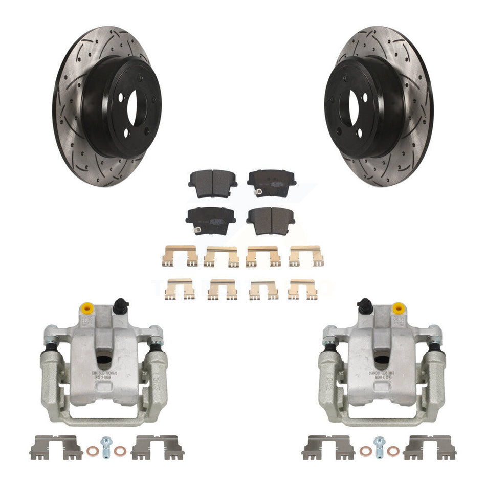 Rear Brake Caliper Drill Slot Rotor Semi-Metallic Pad Kit For Dodge Chrysler 300 Charger KCD-100493P