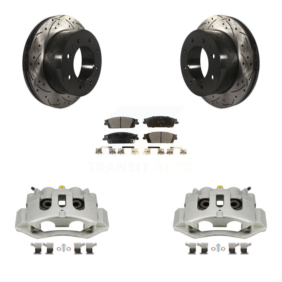 Rear Brake Caliper Drill Slot Rotors Ceramic Pad Kit For 2017-2019 Chevrolet Suburban HD KCD-100494T