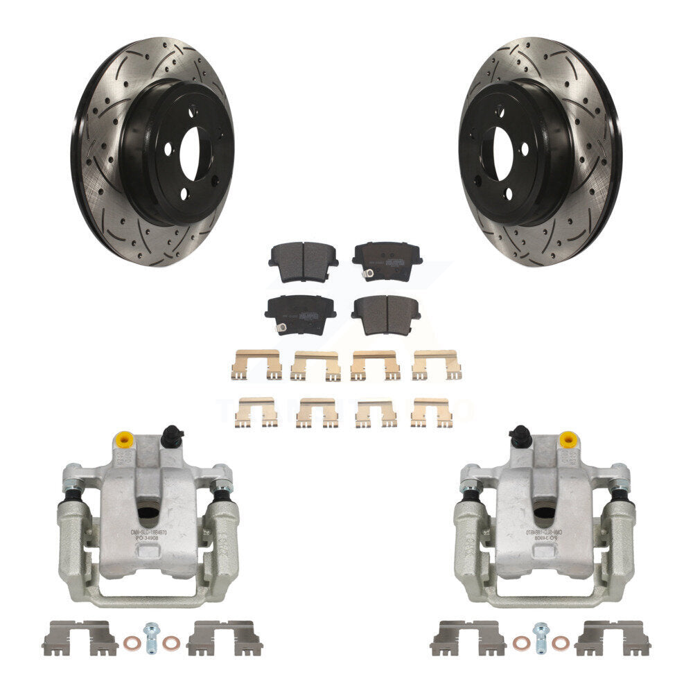 Rear Brake Caliper Drill Slot Rotors Semi-Metallic Pad Kit For Chrysler 300 Dodge Magnum KCD-100495P