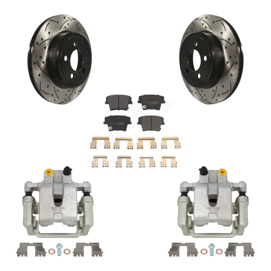 Rear Brake Caliper Drill Slot Rotors Semi-Metallic Pad Kit For Chrysler 300 Dodge Magnum KCD-100495P
