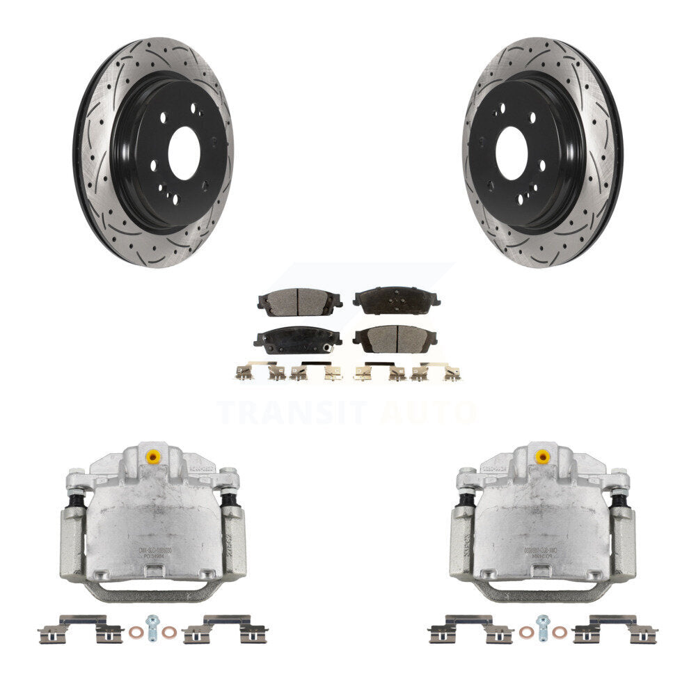 Rear Brake Caliper Drill Slot Rotors Ceramic Pad Kit For Chevrolet Silverado 1500 LD GMC KCD-100495T