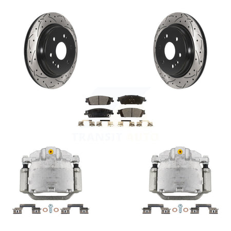 Rear Brake Caliper Drill Slot Rotors Ceramic Pad Kit For Chevrolet Silverado 1500 LD GMC KCD-100495T