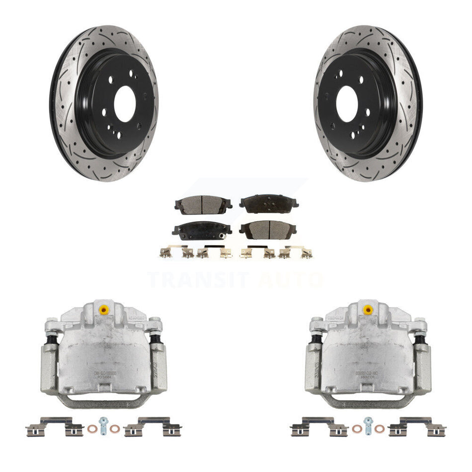 Rear Brake Caliper Drill Slot Rotors Ceramic Pad Kit For Chevrolet Silverado 1500 LD GMC KCD-100495T