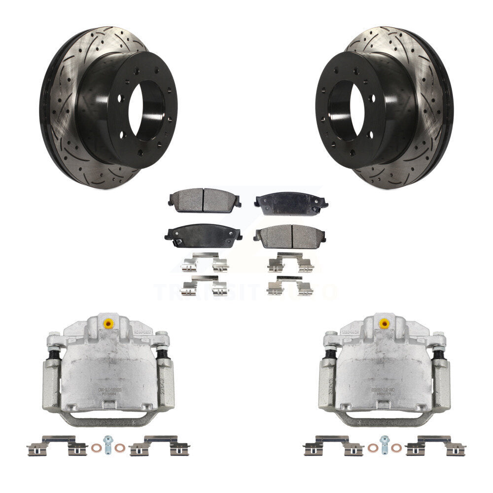 Rear Brake Caliper Drill Slot Rotors Ceramic Pad Kit For Chevrolet Silverado 1500 Hybrid KCD-100496T