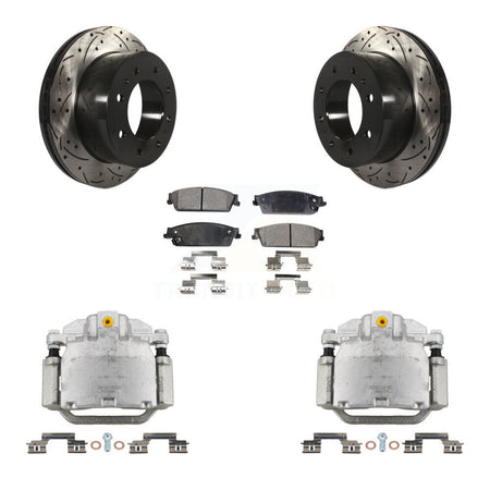 Rear Brake Caliper Drill Slot Rotors Ceramic Pad Kit For Chevrolet Silverado 1500 Hybrid KCD-100496T